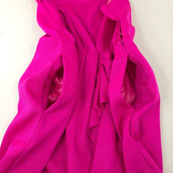 BCBGeneration ONE SHOULDER HOT PINK COCKTAIL DRESS WOMEN'S SIZE 12 LINED *FLAW* - Picture 10 of 16